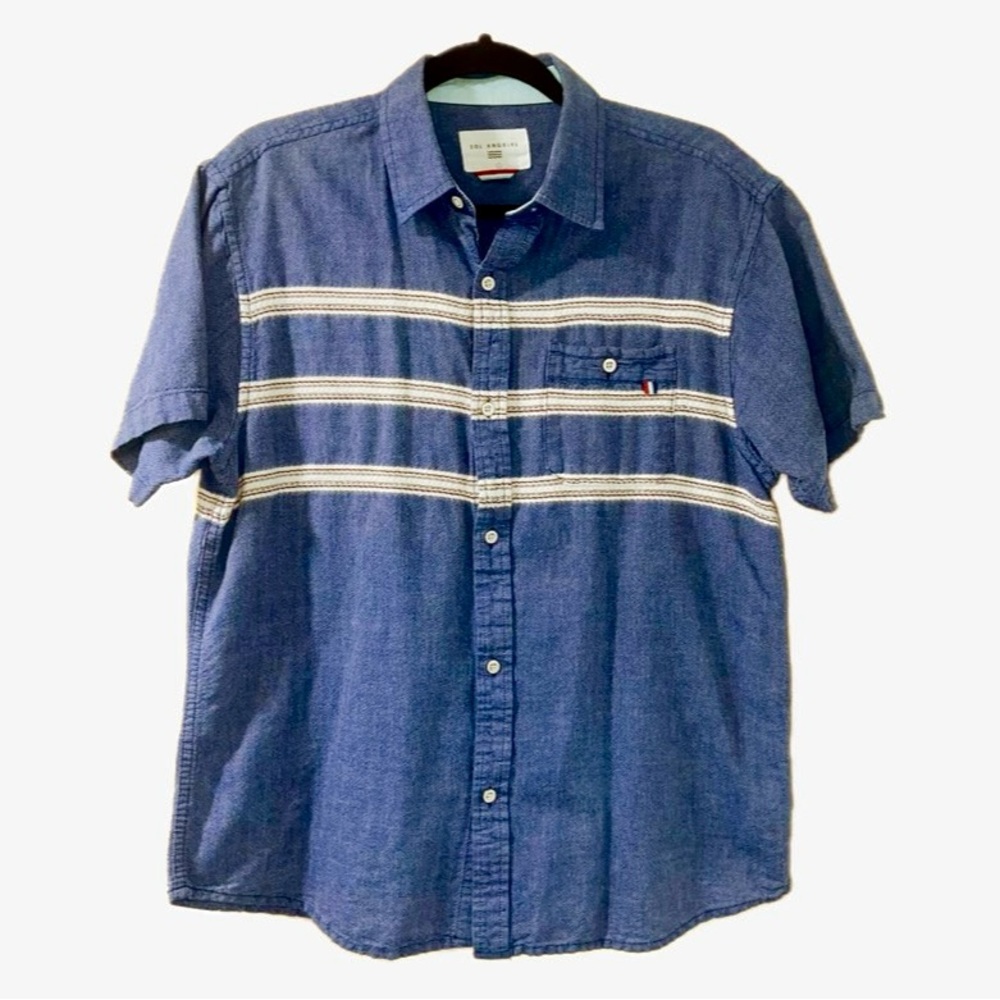 Men’s Large Blue, Sol Angeles, Short Sleeve, Button Down Shirt